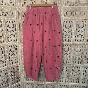 BDG Zaria Yin Yang Pull On Capri Pant Hipster Women's Size LARGE Pink Corduroy